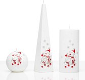 Kaarsen Set - Handgeschilderd - Sneeuwpop - kerst - kaars