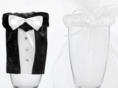 Glas decoratie set Bride and Groom, trouwen - huwelijk - bruiloft - bruid - bruidegom