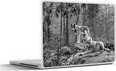 Laptop sticker - 14 inch - Drie wolven in de herfst - zwart wit - 32x5x23x5cm - Laptopstickers - Laptop skin - Cover