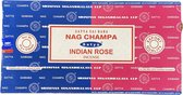 Satya Sai Baba - Nag Champa & Indian Rose  Incense - wierook stokjes - box met 12 doosjes - Combo Series