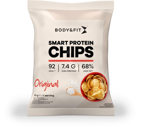 Body & Fit Smart Chips - Proteïne Chips - Minder vet - Eiwitrijk - 1 box (12 zakjes) - Naturel