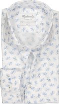 Michaelis Slim Fit overhemd - wit met blauw fiets dessin - Strijkvriendelijk - Boordmaat: 41