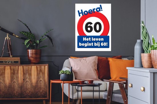 Stickers muraux - Film autocollant - Anniversaire - Anniversaire - 60 ans - 60x80 cm - Film adhésif - Stickers muraux muraux Chambre d'enfant - Papier peint autocollant - Papier peint autocollant - Film autocollant