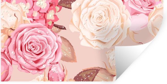 Stickers Stickers muraux - Roses - Nature - Fleurs - 80x40 cm - Feuille adhésive