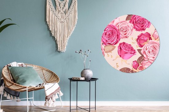 WallCircle - Cercle mural - Cercle mural - Roses - Fleurs - Motif - Aluminium - Dibond - 90x90 cm - Intérieur et Extérieur