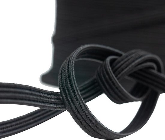Afdekzeilwinkel - Elastisch koord 11mm plat zwart op rol - 10 meter — afbeelding 5
