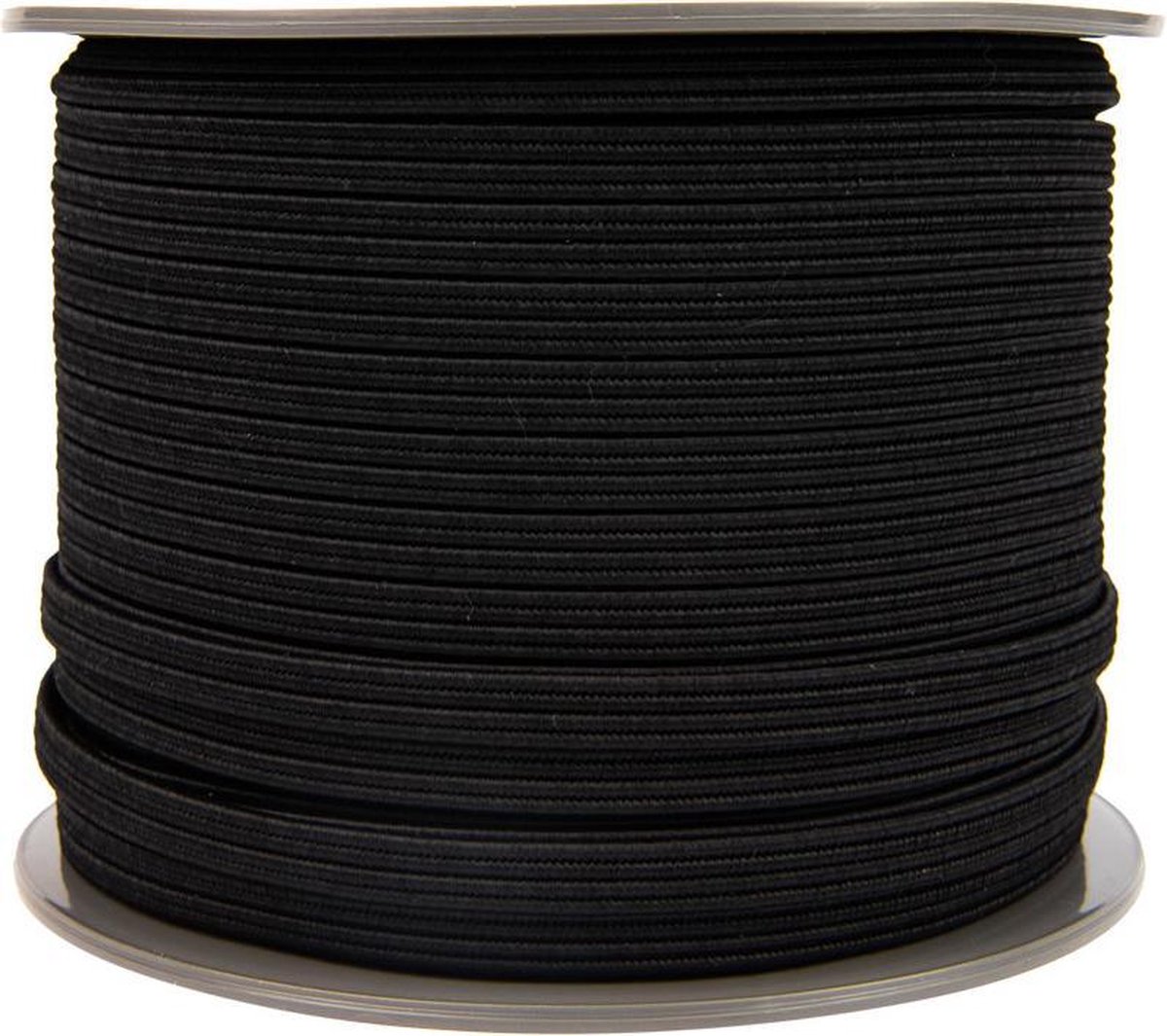 Afdekzeilwinkel - Elastisch koord 11mm plat zwart op rol - 10 meter