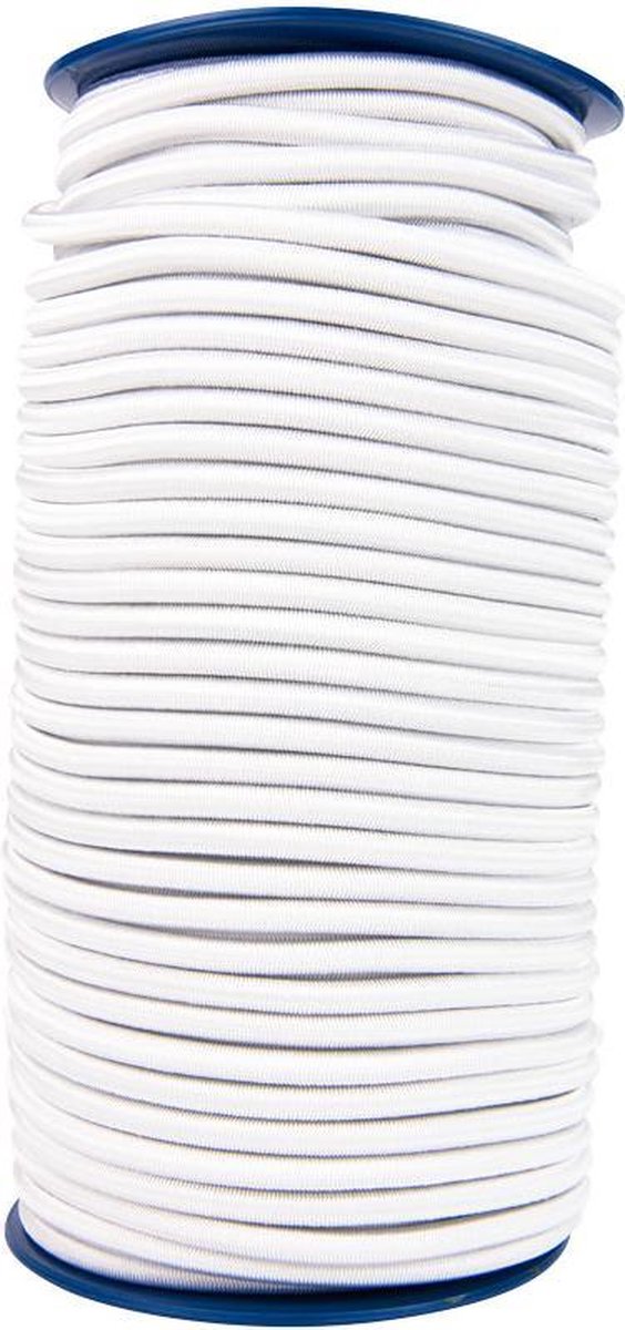 Afdekzeilwinkel - Elastisch koord 10mm wit op rol - 100 meter