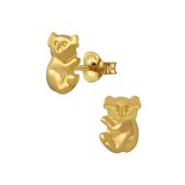 Joy|S - Zilveren koala oorbellen - 6 x 9 mm - 14k goudplating
