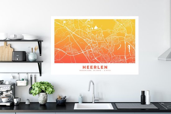 Stickers Stickers muraux - Plan de la ville - Heerlen - Pays- Nederland - 120x80 cm - Feuille adhésive - Carte