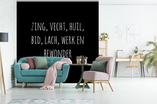 Behang - Fotobehang Spreuken - Ramses Shaffy - Zing vecht huil bid lach