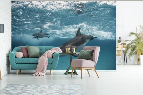 Papier peint - Papier peint photo Dauphins nageant aux Bahamas - Largeur 330 cm x hauteur 220 cm