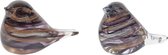 Rasteli Vogel Set van 2 Decoratie Glas Lila-Bruin-Gemêleerd