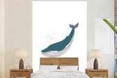 Illustration d'une baleine sur fond blanc 145x220 cm