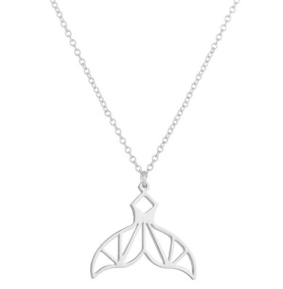 Fako Bijoux® - Ketting Met Hanger - Stainless Steel - RVS - Dolfijn Staart - Zilverkleurig