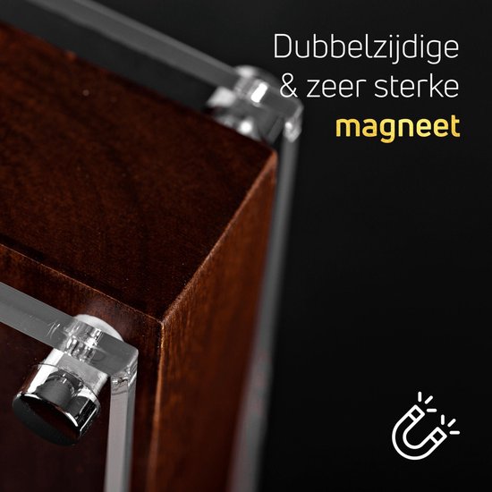 VDN Dubbelzijdig magnetisch messenblok - Acacia hout – 6 tot 8 messen – Messenhouder met magneet