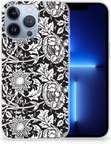 Telefoon Hoesje Geschikt voor iPhone 13 Pro Mobiel Case Zwart Bloemen