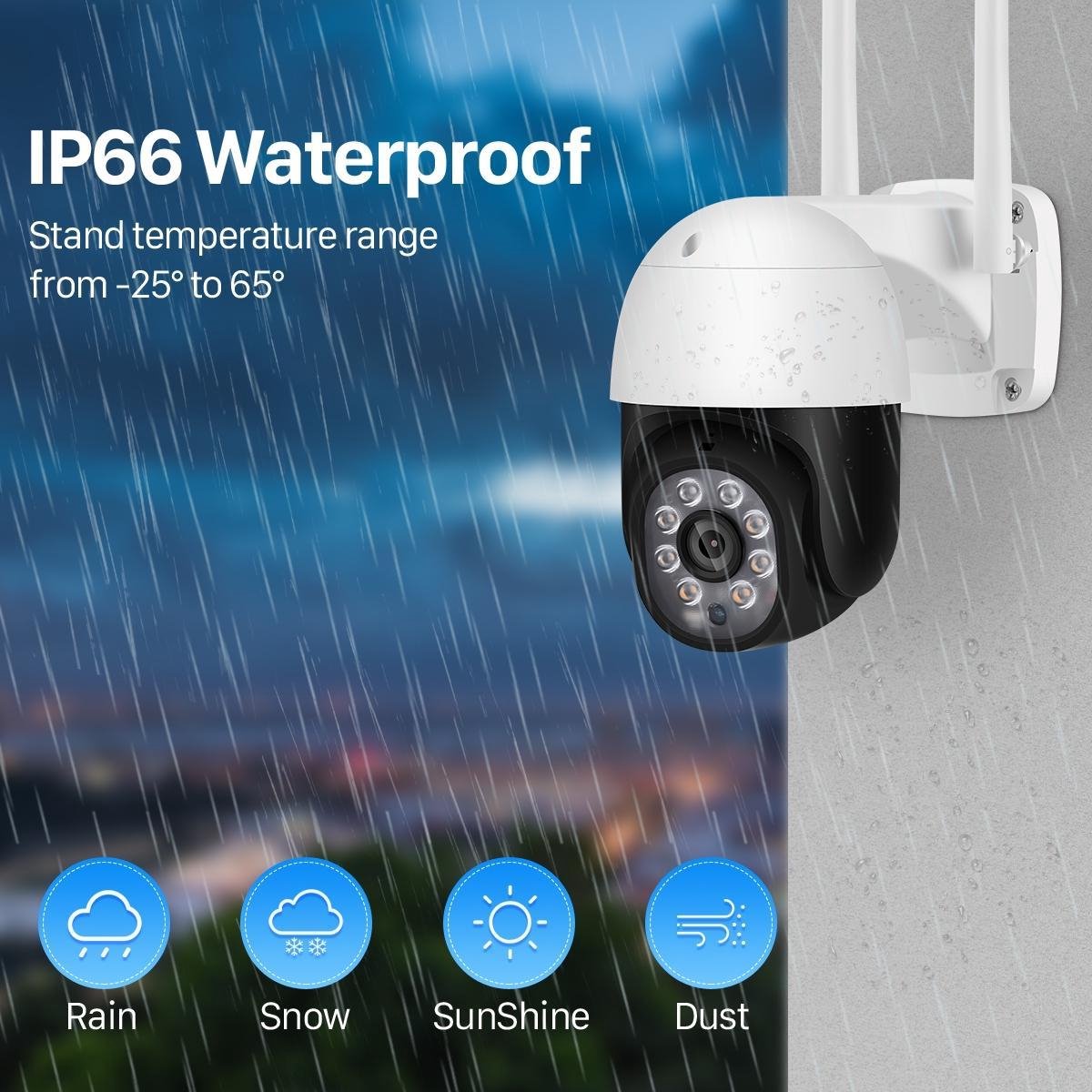 Wifi Camera Buiten - Menselijk Detecteren Audio 1080P Fhd Ip Camera - Kleur - Nachtzicht 3MP Wifi beveiliging Camera – foto 3