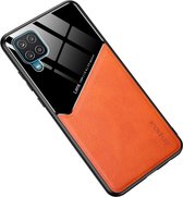 Oranje hard cover Samsung Galaxy A12 geschikt voor magnetische autohouder