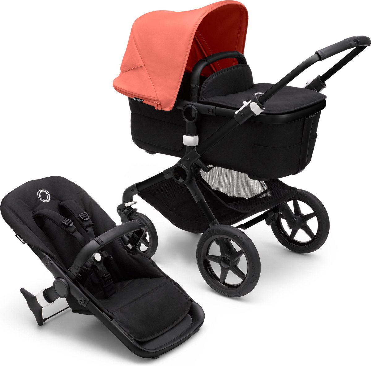 Poussette duo compacte fox 3 châssis noir vert forêt Bugaboo