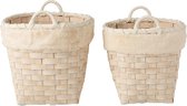J-Line Set Van 2 Manden Rond Met Handvaten Imitatiebont Afneembaar Rotan Plat Naturel White Wash
