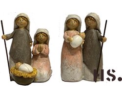 Kerstgroep - Jozef en Maria met baby - 10 cm hoog - Home Society