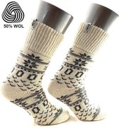 Boru - Wollen Dames Sokken - 50% Wol - Terry Binnenkant - Soft Top - Beige - Multipack 2 Paar - 39/42