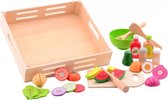 saladeset in houten tray 32 x 30 x 7 cm 29-delig