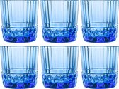 GLAMOMAX'S Choice - Blauwe Retro Waterglazen '20s - Blauw - 37 cl - 6 stuks - Drinkglazen - Tumbler - Vaatwasserbestendig - Vintage look
