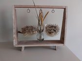 Decoratie van Porcupines _ Egelvissen _ Kogelvissen _ Ballonvissen met houten frame flesje met droog bloemetjes
