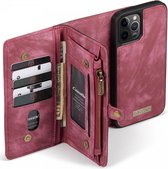 CaseMe 2-in-1 iPhone 12 Pro Max Hoesje Book Case met Back Cover Rood