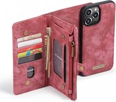 CaseMe 2-in-1 iPhone 13 Pro Hoesje Book Case met Back Cover Rood