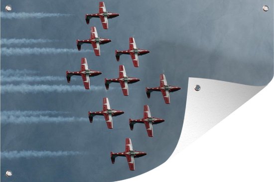 Foto: Muurdecoratie acrobatische snowbirds vliegtuigen vliegen in formatie 180x120 cm tuinposter tuindoek buitenposter