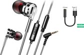DrPhone CNC1 PRO - HiFi In Ear Oordopjes + DAC Adapter USB-C - BASS - Audio Koptelefoon Voor o.a. Samsung - Zilver