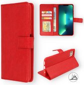 iPhone 13 Mini Hoesje Rood - Portemonnee Book Case - Kaarthouder & Magneetlipje