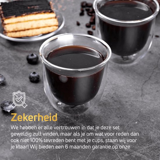 Dubbelwandige theeglazen koffieglazen - Cappuccino glazen - Warme en koude dranken koffietassen dubbelwandig - 250 ML - Set van 4 - VDN - VDN