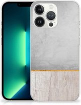 Smartphone hoesje Geschikt voor iPhone13 Pro Max Backcase Siliconen Hoesje Wood Beton