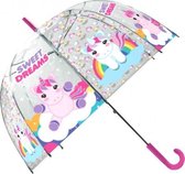 kinderparaplu eenhoorn 71,5 cm transparant/roze