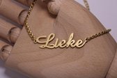 Bixorp Me Ketting met naam hanger Lieke Goudkleurig - Stainless Steel / Roestvrij Staal ketting - Cadeau voor haar