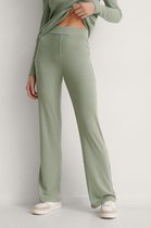 Na-KD dames broek loungewear - Recycled soft ribbed pants  - XXL   - Groen