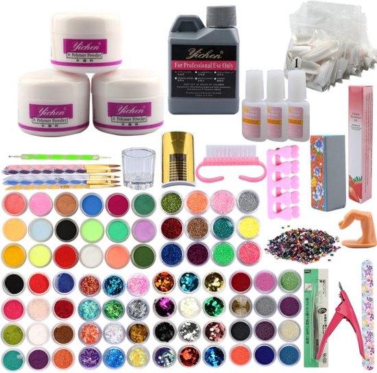 XXL Acrylnagels Starterspakket - Acryl Nagel Set | 76 kleuren acryl poeder  & decoratie | bol.com