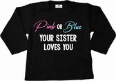 Shirt voor grote zus voor bekendmaking wordt het een jongen of een meisje-gender reveal party-bekendmaking shirt voor een grote zus-Maat 134/146