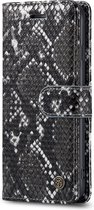 iPhone 7 & 8 Casemania Hoesje Zwart - Luxe Slangen Portemonnee Book Case - Kaarthouder & Magneetlipje