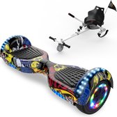 Microgo Hoverboard 6.5 Inch | Krachtige Motor | Sier LEDs | Bluetooth Speaker | Hiphop + Kart Wit