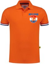 Luxe grote maten Holland supporter polo oranje met leeuw vlagcirkel op borst 200 grams heren EK /WK XXXXL