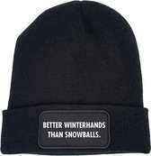 Muts Zwart - better winterhands than snowballs - soBAD. | Foute apres ski outfit | kleding | verkleedkleren | wintersport beanie | wintersport dames en heren