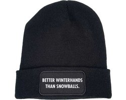 Better winterhands than snowballs wintermuts zwart | wit - soBAD. | Unisex | Skimuts | Muts | Kou | met grappige tekst | Winter | Beanie