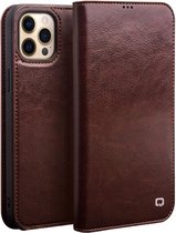 Qialino Genuine Leather Bookcase hoesje iPhone 13 Pro Max Zwart