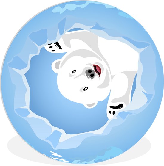 Illustration d'un ours polaire au dessus d'un trou Plaque en plastique de cercle mural - ⌀ 150 cm - peinture ronde - impression photo sur cercle mural en plastique (forex) / cercle vivant / (décoration murale)