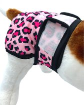 Loopsheidbroekje hond - roze luipaard - maat S - voor kleine honden - hondenluier - verstelbaar - herbruikbaar